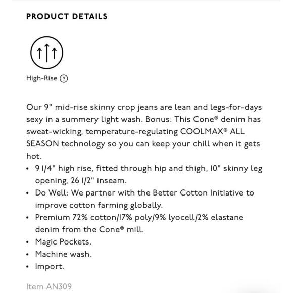 Madewell Jeans 9" Mid Rise Skinny Crop Stretch Denim Light Wash Blue 23 - Picture 4 of 9